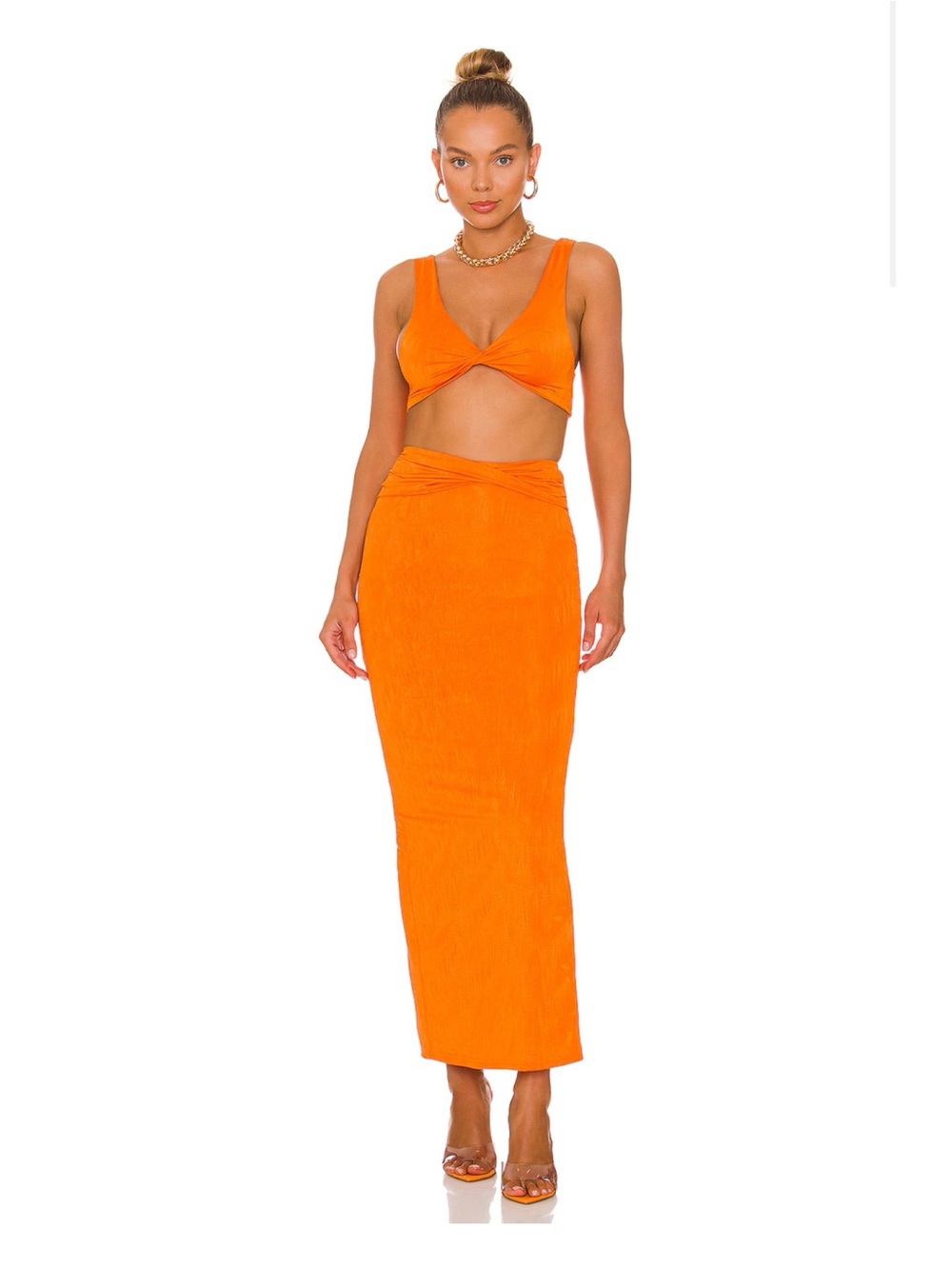 Superdown Joana Maxi Skirt in Tangerine